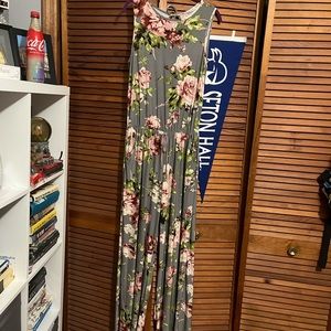 Gray Floral Pant Jumpsuit